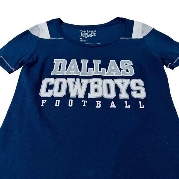 Cowboys Her Style Women's Blue Short Sleeve Dallas Cowboys V-Neck T-Shirt Size M - Picture 9 of 11